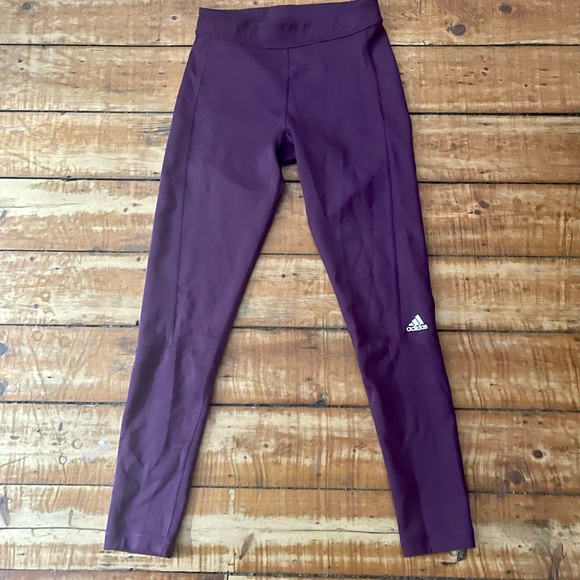 Adidas Deep Purple Climate Cool Leggings Size Small - Picture 1 of 6